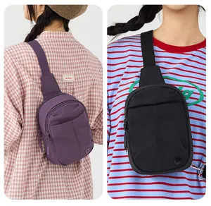 Sac de poitrine en nylon pour femme sac bandoulière de loisir léger pour voyage.
