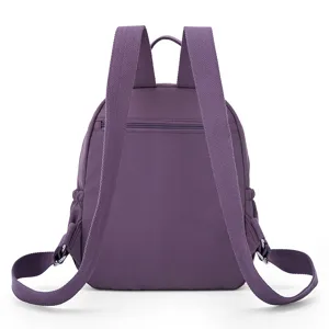 Casual purple canvas backpack for women lightweight travel daypack stylish small school bag