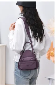 Sac bandoulière en nylon pour femme sac porté épaule violet quotidien léger fourre-tout