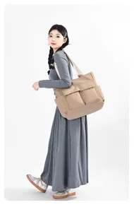 Stylish large capacity nylon tote bag for women, perfect for daily commuting, school, and laptop.