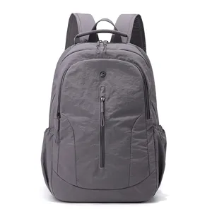 Grey business casual backpack large capacity waterproof travel school daypack for men and women