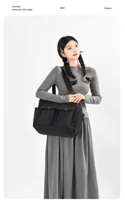 Large capacity nylon shoulder bag casual commuter tote bag with multi pockets for women.