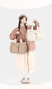 Casual nylon tote bag for women, large capacity multi-pocket shoulder bag and stylish handbag.