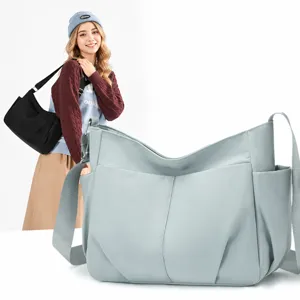 Waterproof nylon casual crossbody bag with multi-pocket large capacity for daily travel.