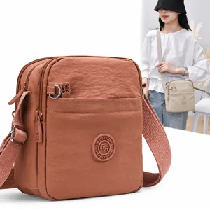 Casual Multi-Compartment Women Crossbody Bag Lightweight Waterproof Nylon Shoulder Bag Large Capacity Messenger Bag