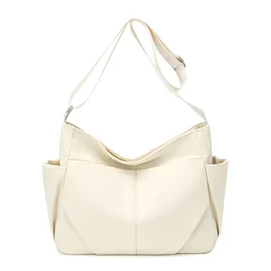 Casual multi-pocket nylon crossbody shoulder bag, lightweight waterproof daily handbag for women.