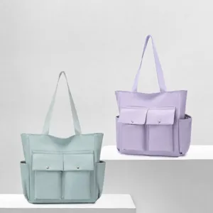 Large capacity nylon tote bag for women stylish multi-pocket casual shoulder bag commute
