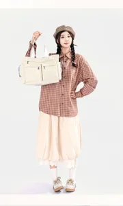 Large capacity nylon tote bag for women, stylish multi-pocket casual shoulder and handbag.