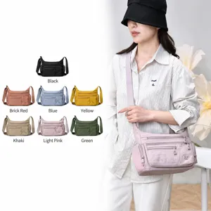 Women Casual Nylon Shoulder Crossbody Bag Multi-Compartment Large Capacity Commuter Handbag Waterproof Daily Travel Bag
