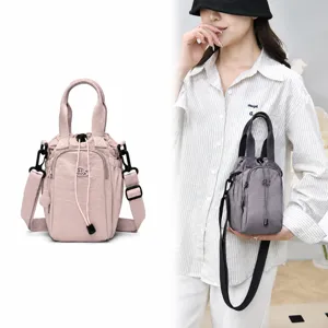 Versatile women's bucket bag casual nylon shoulder cross-body phone bag lightweight