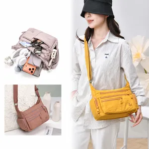 Women casual nylon crossbody bag multi-compartment shoulder bag large capacity daily commute