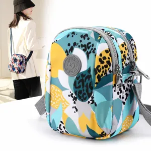 Women Nylon Crossbody Bag Small Shoulder Bag Printed Mini Canvas Cell Phone Bag Casual Travel Handbag Daily Purse