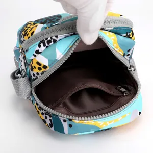 Women small crossbody bag oxford fabric mini shoulder bag colorful printed phone bag