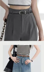 Women thin leather belt detail, stylish metal buckle, perfect match for jeans and skirts.