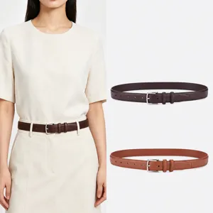 Damen Mode Echtes Leder Gürtel Legierung Dornschließe Lässig Hosenbund Für Jeans Kleid Damen Vielseitig Minimalistisch Gürtel