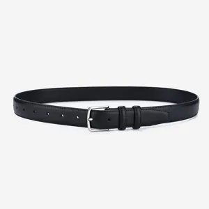 Klassischer schwarzer Damen Ledergürtel 2.5cm breit mit silberner Schnalle für Jeanshosen.
