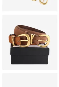 Elegant women brown suede belt featuring vintage double buckle design for classic fashion style.