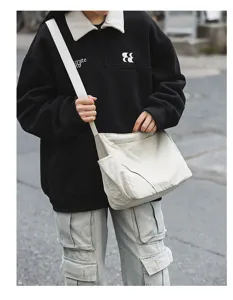 Casual nylon crossbody bag for women, large capacity shoulder bag with multiple handy pockets.