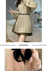 Slim black leather belt with metal pin buckle, stylish waist accessory for daily wear.
