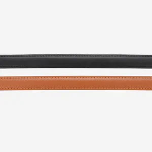 Women minimalist thin leather belt black and brown double set casual jeans waist accessory