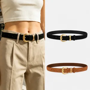 Women French Vintage Suede Leather Belt Elegant Split Leather Waist Belt With Metal Pin Buckle Fashion Accessory For Dress
