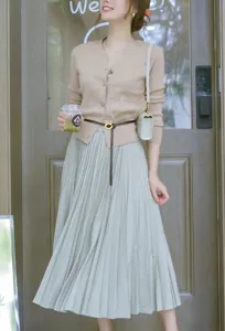 Detailed view of the stylish genuine leather thin belt, perfect for dressing up skirts.