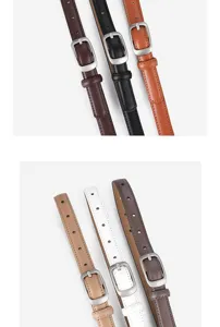 Stylish women cowhide leather belt with pin buckle for elegant trousers daily wear