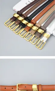 Ceinture fine en cuir pour femme avec boucle en métal doré élégante et polyvalente chic