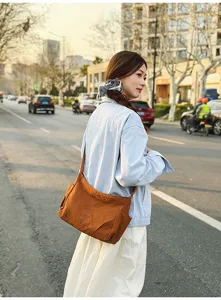 Nylon crossbody shoulder bag detail view, large capacity casual daily tote design for women.