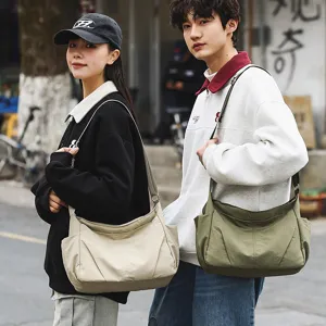 Women Large Capacity Nylon Shoulder Crossbody Bag Casual Solid Color Tote Bag Lightweight Daily Commute Handbag