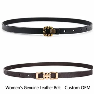 Women Genuine Leather Slim Belt Metal Buckle Minimalist Dress Suit Waistband Fashion Waist Chain Accessory