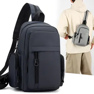 Men's Waterproof Sling Chest Bag Multifunctional Casual Crossbody Bag Lightweight Wear-Resistant Travel Shoulder Bag