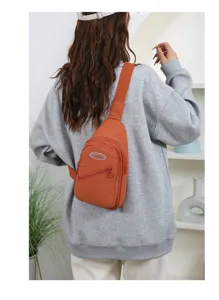 Casual nylon chest bag for women, stylish crossbody daypack for outdoor travel and daily wear.