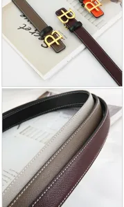 Women leather belt luxury fashion double sided designer belt stylish metal buckle casual trousers