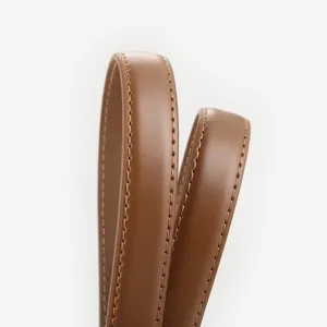 Stylish brown leather belt for men and women, classic design for jeans and trousers.