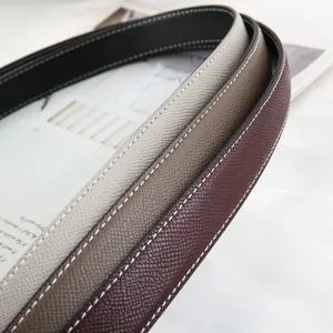 Premium genuine leather women's belt set with contrast stitching, stylish multi-color stack.