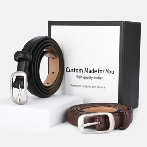 Women Cowhide Leather Belt Minimalist Pin Buckle Slim Waist Belt For Dress Suit Pants Fashion Accessories