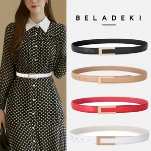 Dames Rundleer Riem Mode Gladde Metalen Gesp Dun Tailleband Casual Jurk Broek Riem Accessoires