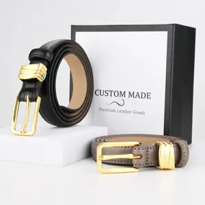 Ceinture Fine en Cuir Véritable pour Femmes Ceinture Minimaliste Casual pour Robe et Jean Avec Boucle Ardillon en Alliant Accessoire de Mode Quotidien