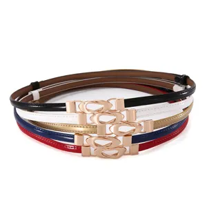 Ceinture Fine en Cuir Véritable pour Femmes Ceinture de Robe Fine Minimaliste Avec Boucle Double Anneau en Métal Accessoire de Mode