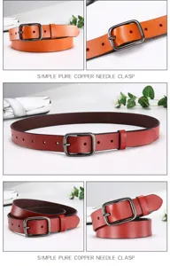 Dames koeienleer riem casual vierkante gesp modieuze tailleband dagelijkse kleding