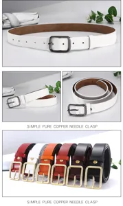 Dames leren riem met klassieke vierkante doorn gesp casual taille accessoire