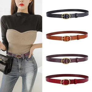Damen Echtleder Gürtel Minimalistisch Mode Vielseitig Metall Dornschnalle Taillenband Für Jeans Und Kleid