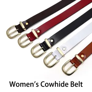 Women's Genuine Leather Belt Casual Cowhide Jeans Belt Fashion Simple Pin Buckle Waistband