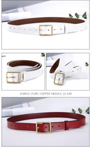 Klassieke dames splitlederen riem met elegante vierkante metalen gesp voor dagelijks gebruik.