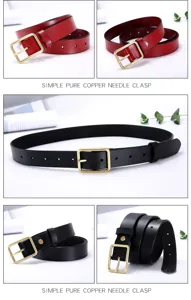 Dames rundleer riem met eenvoudige metalen vierkante gesp casual taille riem detail