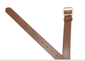 Womens brown leather fashion belt minimalist casual jeans belt with gold square buckle