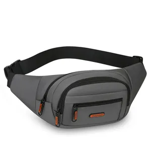 Men's multi-pocket tactical waist bag waterproof chest pack outdoor sports shoulder bag gray