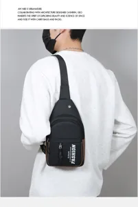 Men black sling chest bag multi-functional casual cross body shoulder bag for travel.