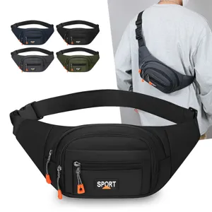 Men Waterproof Nylon Chest Bag Multi-Pocket Fanny Pack Casual Outdoor Sports Crossbody Shoulder Bag Urban Style